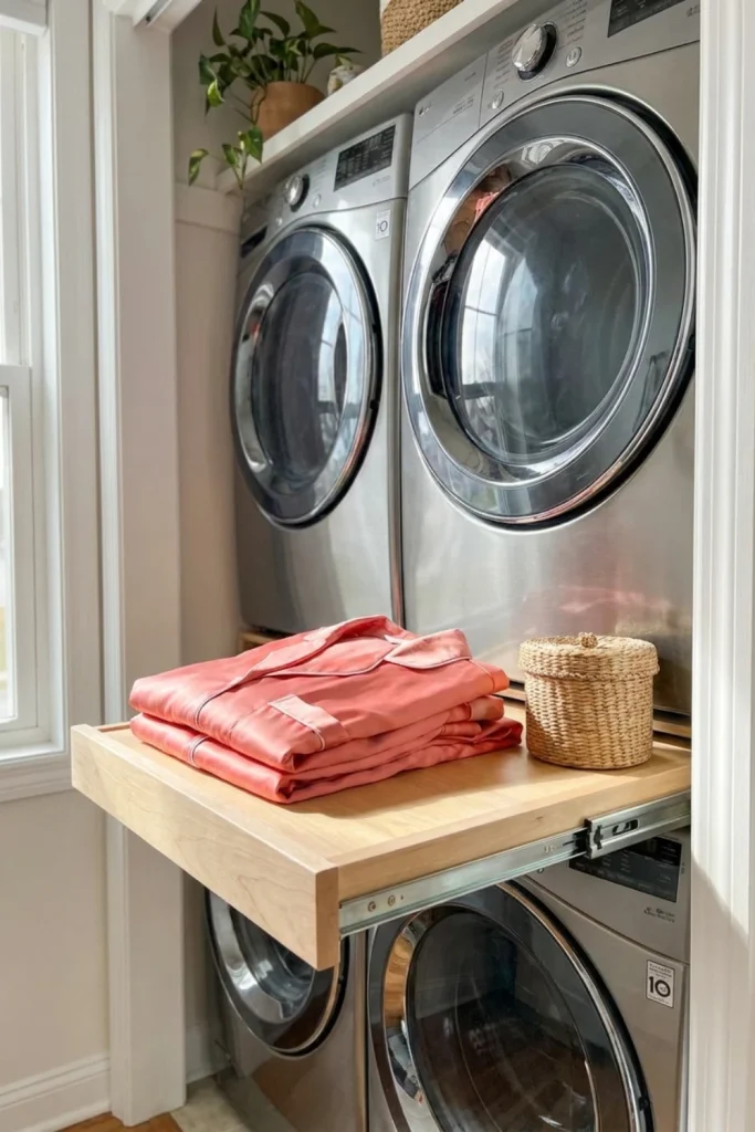 Stacked Machines with a Pull-Out Folding Shelf
