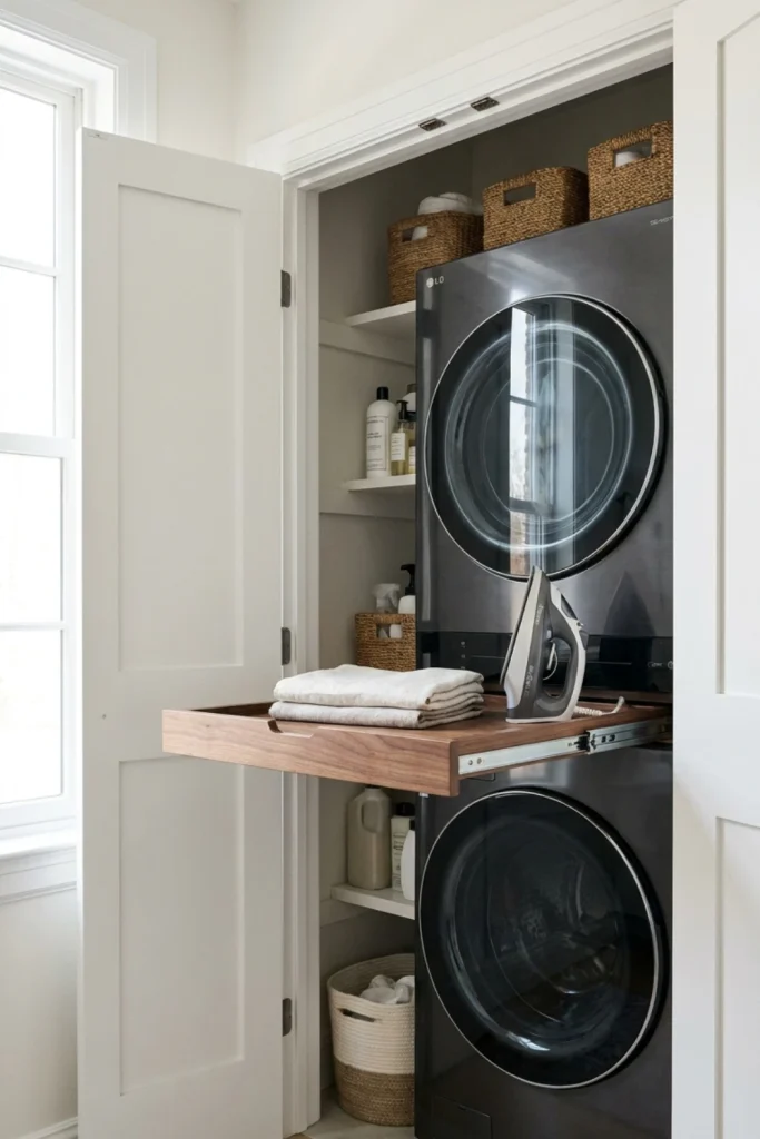 Stacked Units With a Hidden Folding Tray