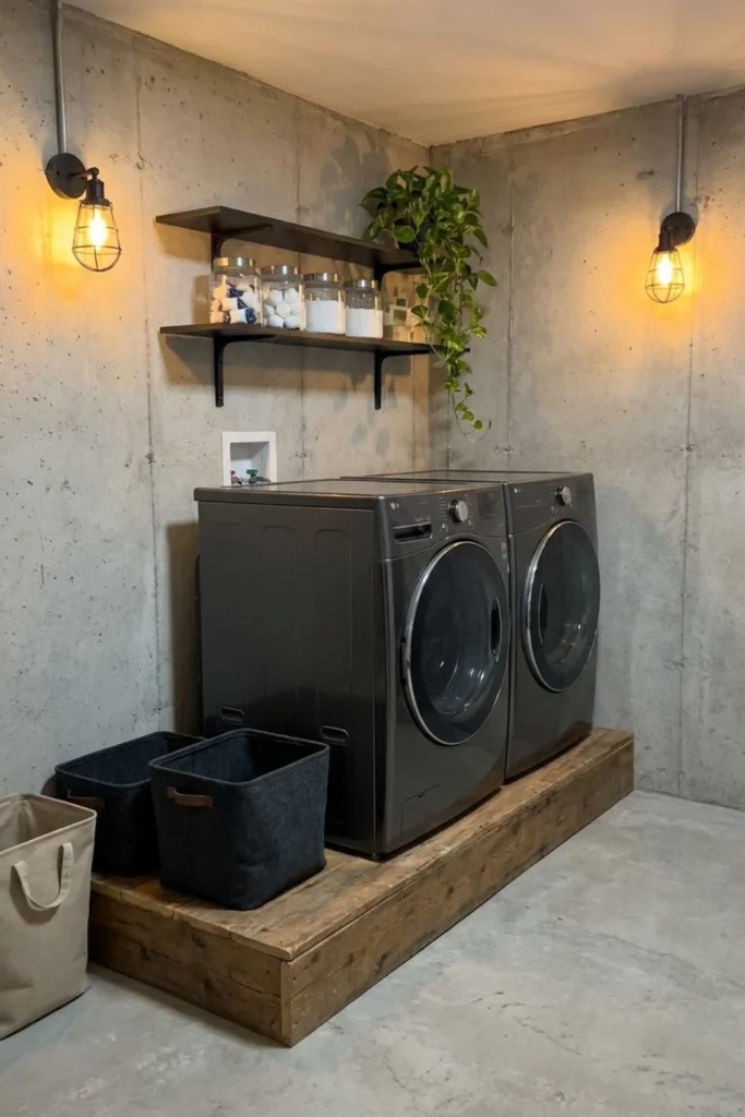 Styled Unfinished Concrete Walls