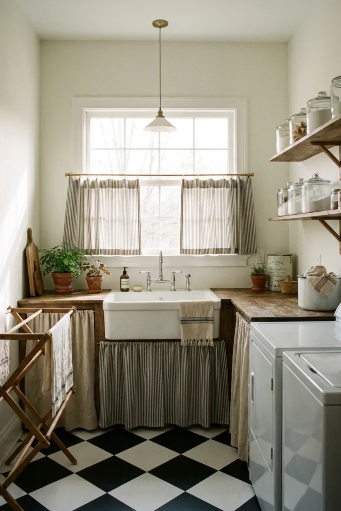 Ticking Stripe Linen Cafe Panels