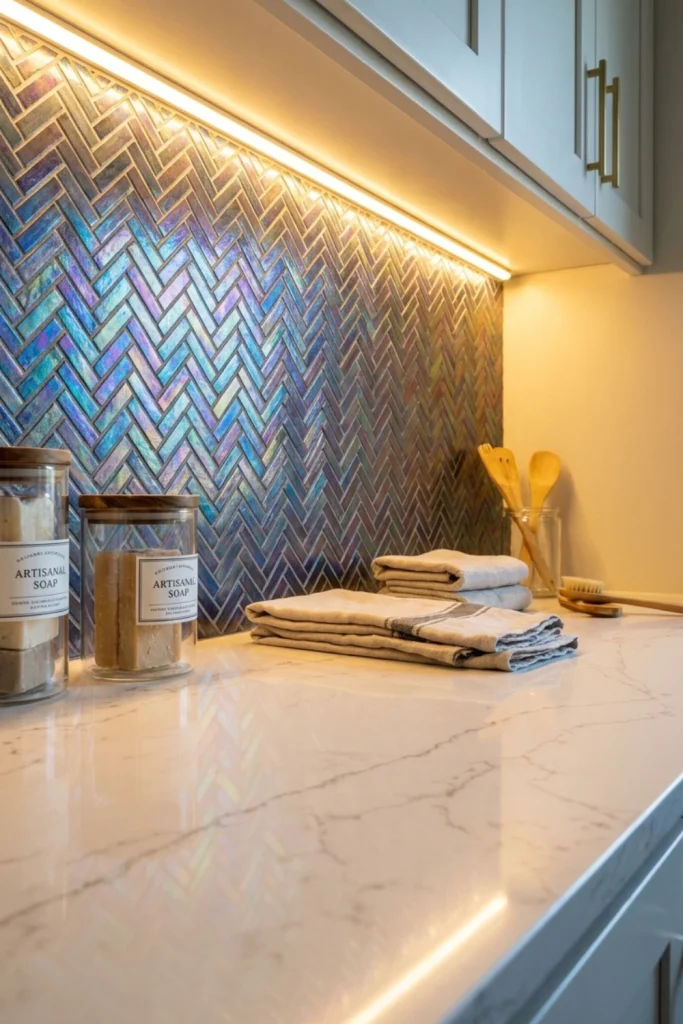 Striking Under Cabinet Laundry Room Lighting