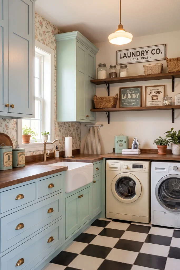 Vintage Bloxburg Laundry Room With Retro Charm