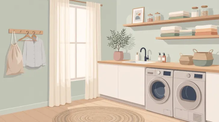 Black and White Laundry Room